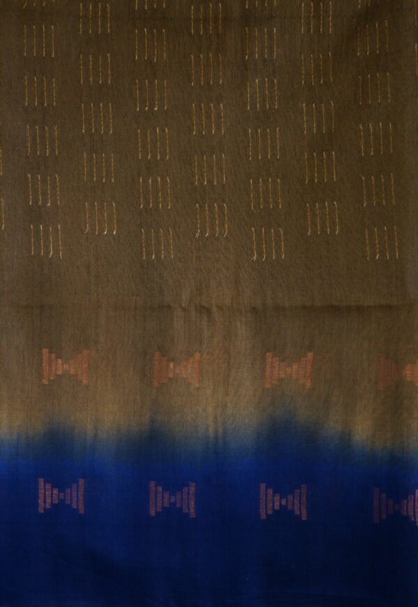 Deep Olive Brown Soft Cotton Saree - Image 2