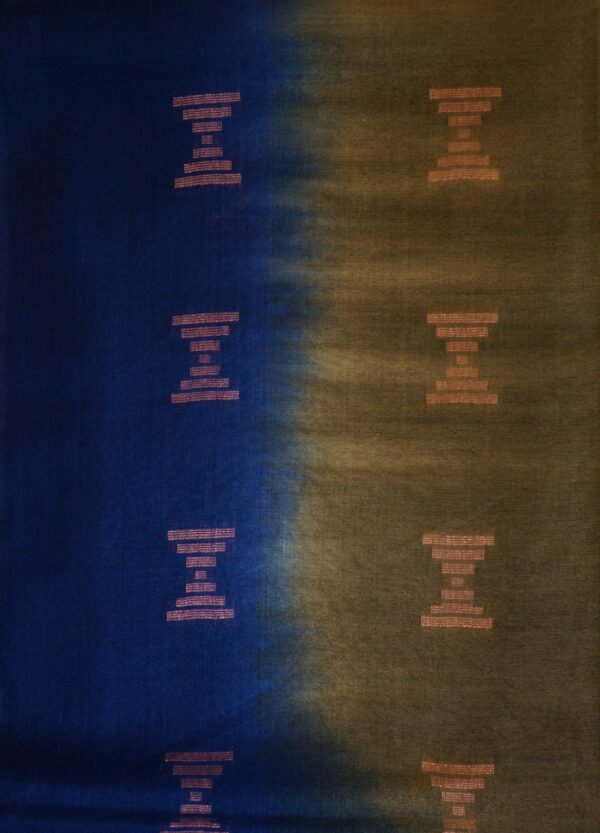 Deep Olive Brown Soft Cotton Saree - Image 3