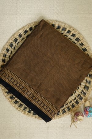 Brown Narayanpet Small Border Saree