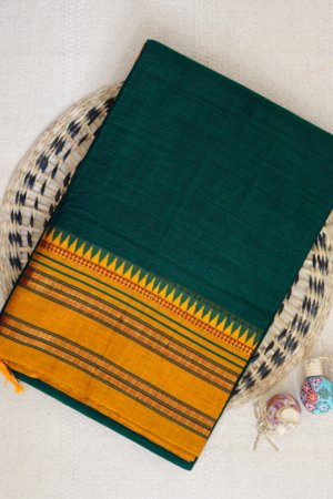 Green Narayanpet Temple Border Saree