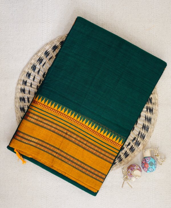 Green Narayanpet Temple Border Saree