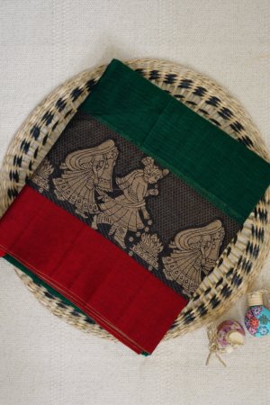 Green Narayanpet Traditional Figures Border Saree