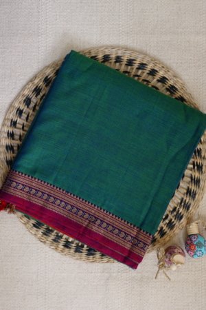 Green Narayanpet Small Border Saree