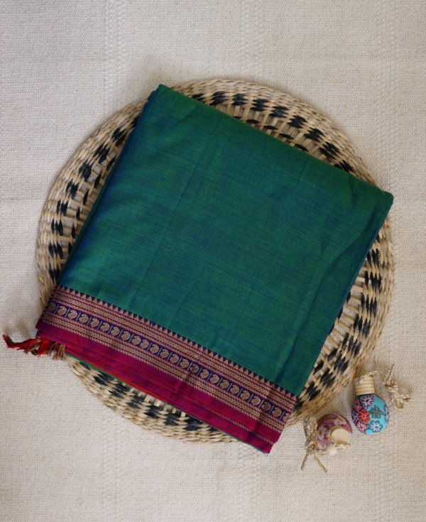 Green Narayanpet Small Border Saree