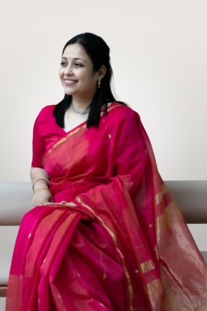 Rani Pink Maheshwari with Tissue Pallu Saree