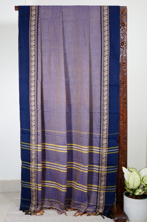 Lilac Narayanpet Elephant Border Saree - Image 3