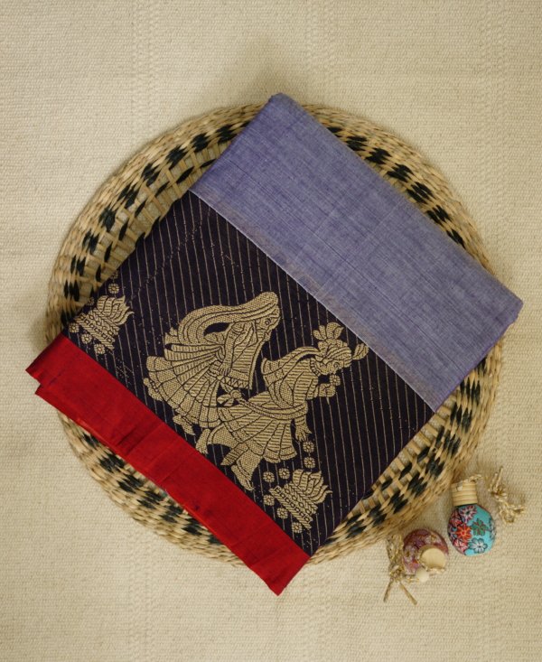 Lilac Narayanpet Traditional Figures Border Saree