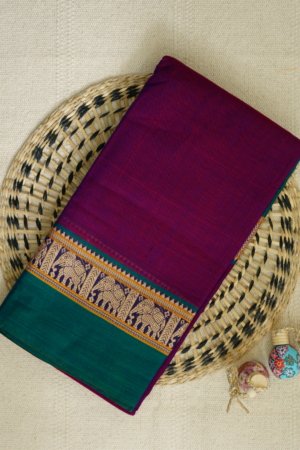 Magenta Narayanpet Elephant Border Saree