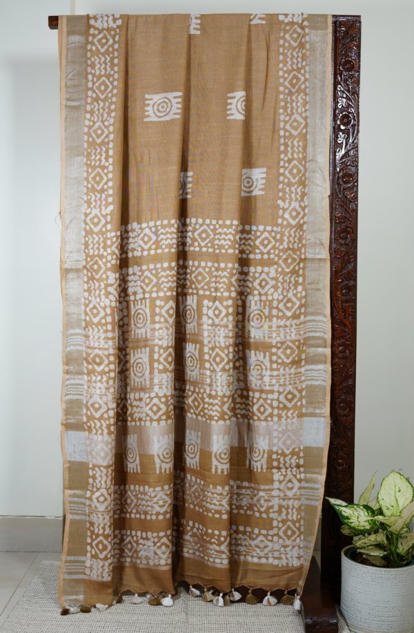 Beige Linen Saree - Image 3
