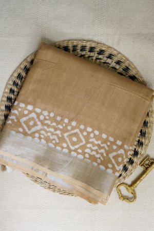 Beige Linen Saree