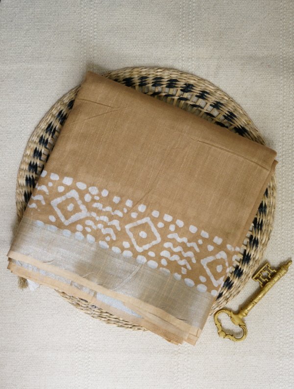 Beige Linen Saree