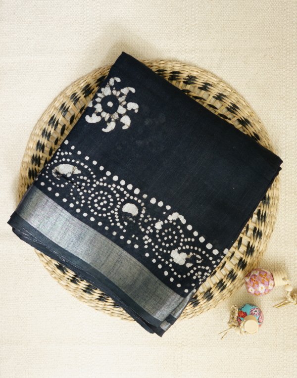 Black Linen Saree