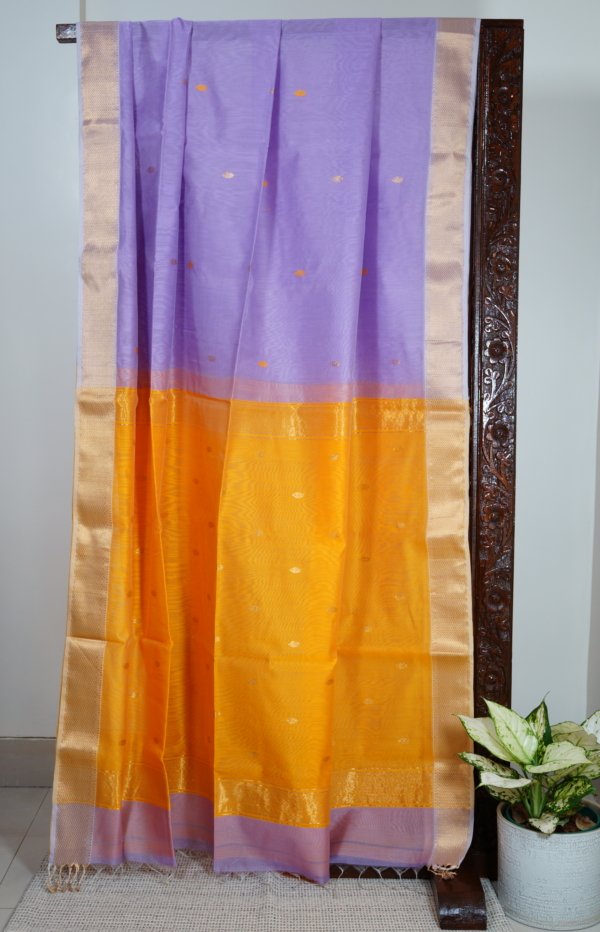 Lavender Maheshwari with Resham Butti Saree