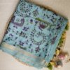 Blue Handblock Print Cotton Silk Saree