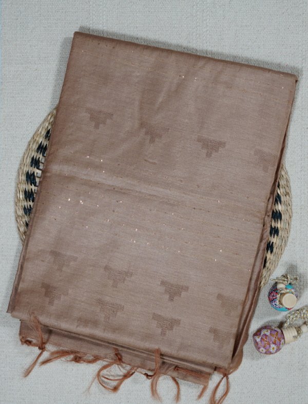 Light Brown Self Weaving Pure Cotton Saree - Image 2