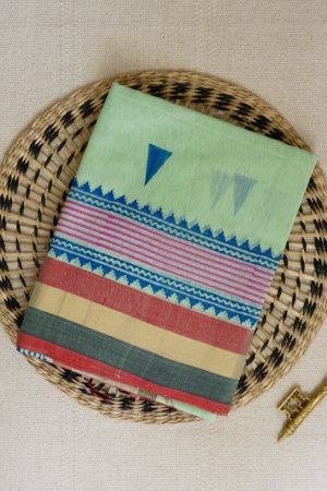 Alternative view of Light Green Maheshwari Handblock Saree