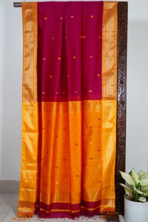 Maroon Maheshwari Paithani Border Saree