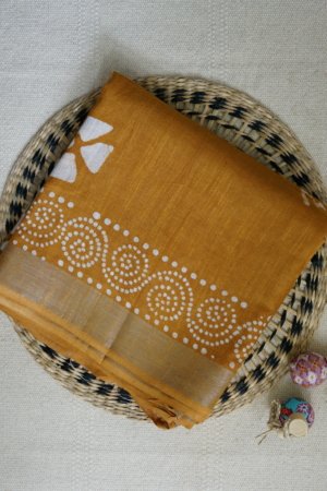 Mustard Yellow Linen Saree