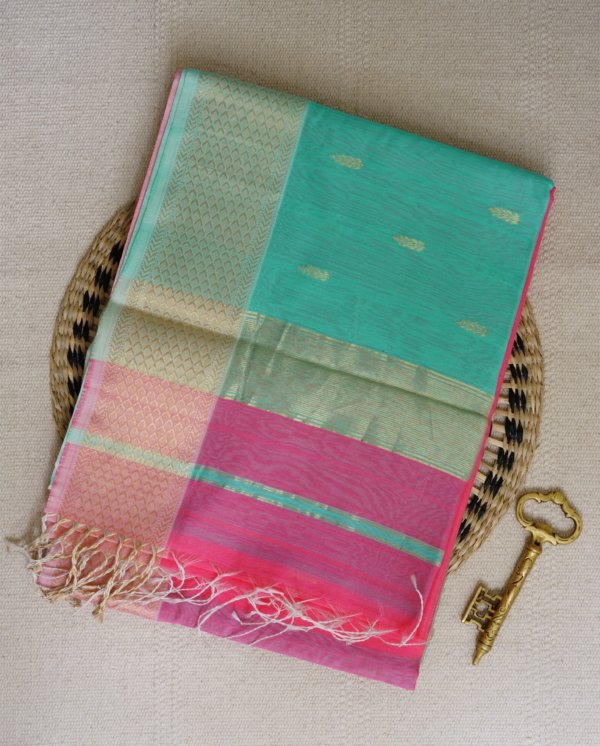 Pink Maheshwari with Resham Butti Saree - Image 2