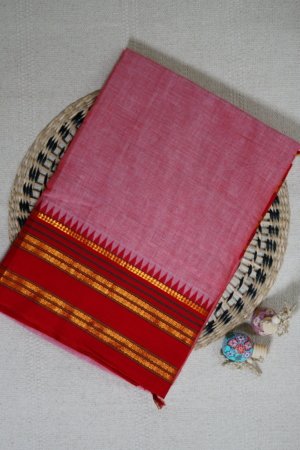 Pink Narayanpet Temple Border Saree