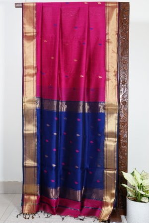 Rani Pink Maheshwari Paithani Border Saree