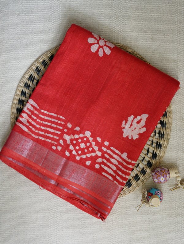 Red Linen Saree